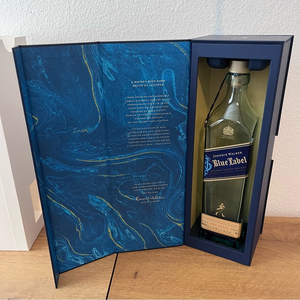 Johnnie Walker Blue Label Scotch Whiskey - Empty Bottle w/ Display Box Blend